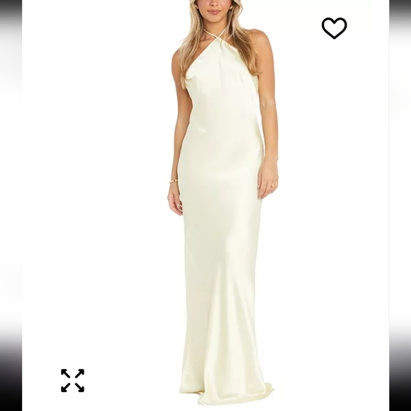 Morgan & Co. Dresses & Skirts - Morgan & Co Halter-Neck Satin Slip Dress XL Cream Maxi Cocktail Bridal